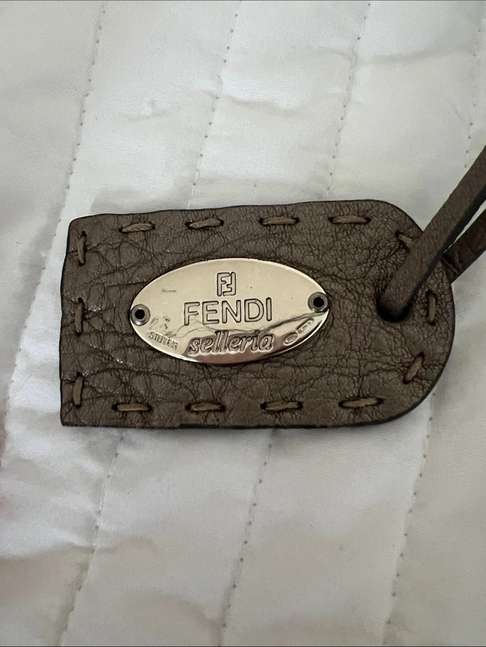 Fendi Metallic Shoulder Bag with Taupe Trim